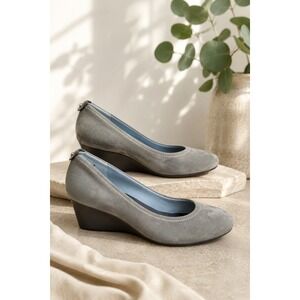Rockport Women's 7.5 Grey Suede Wedge Pumps adiPRENE Comfort Low Heel Shoes